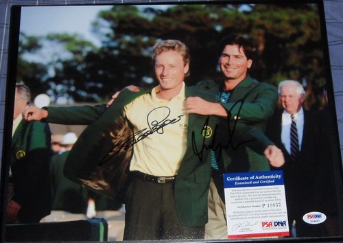Fred Couples Autographed Signed BERNHARD LANGER AUTO'D 11X14 PHOTO PSA/DNA COA MASTERS CHAMP 