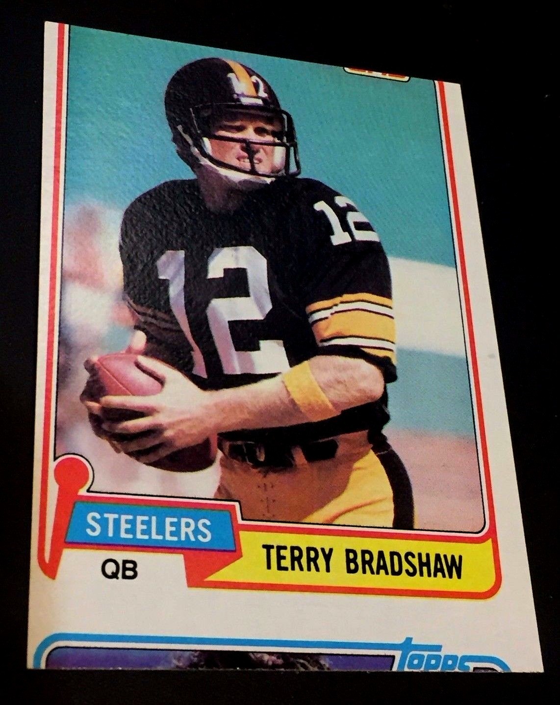 TERRY BRADSHAW 1981 Topps ERROR Miscut #375 PARTIAL Tom DeLeone RARE  Steelers | eBay