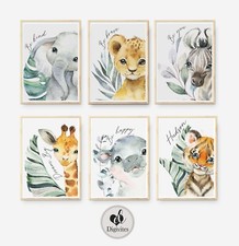 Baby Safari Nursery Wall art, set of 6, Be brave, be happy, Be brave, Dream big