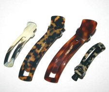 Hair Beak Clip Curved Claw Women Brown Black Spotted Animal Print Made in France