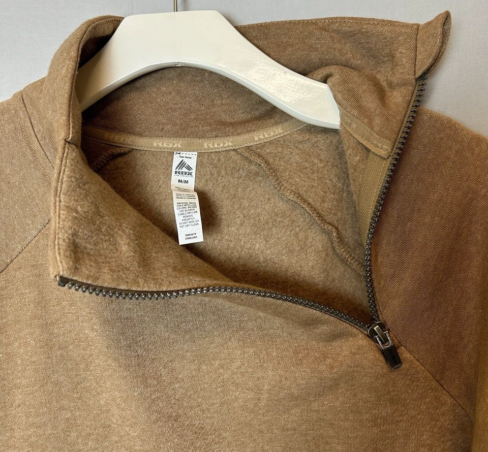 RBX Sudadera Mujer Mediana Marrón Polar Pullover Cremallera Simulado Cuello Bolsillos Foto 3 de 4