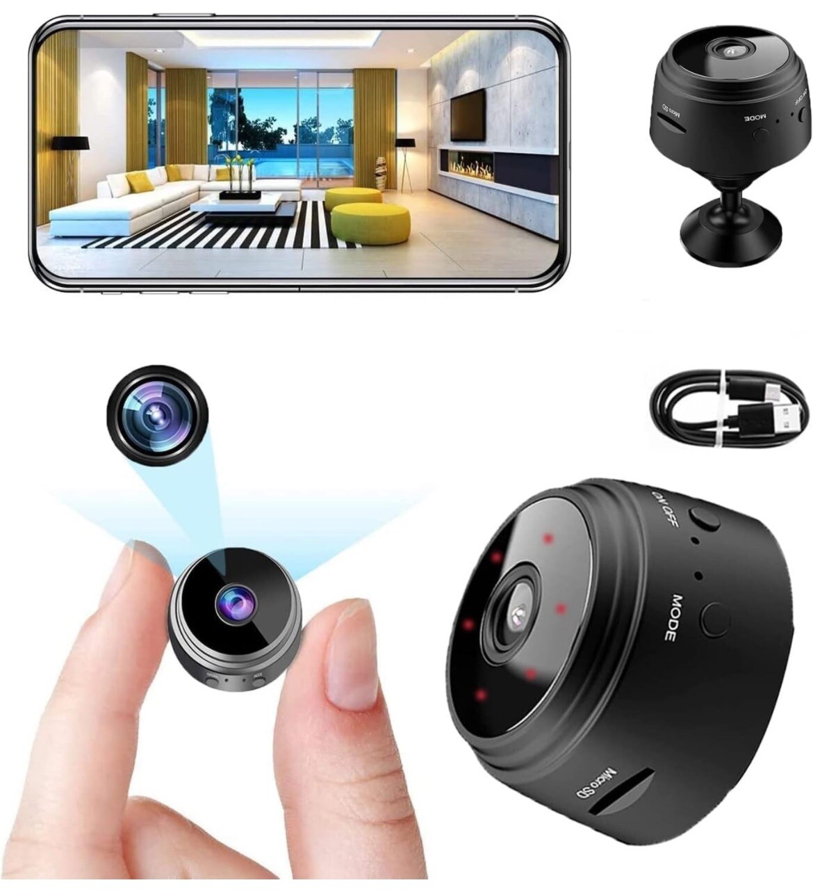 Mini Video-Only Camera | Night Vision Indoor/Outdoor | Pet Camera Baby Monitor-image