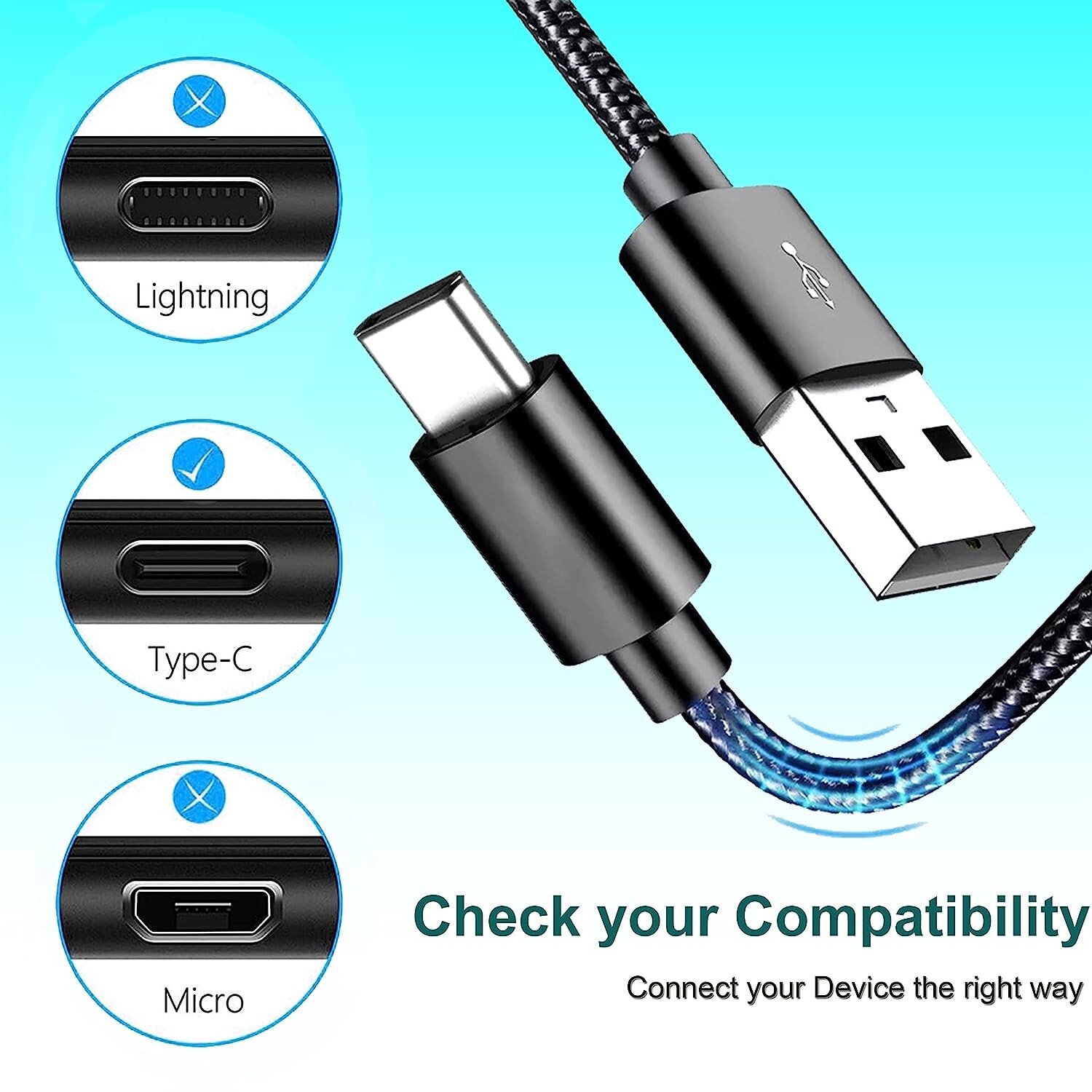 For Samsung A14 A12 A54 A13 A53 A33 A23 A04s Charger Cable USB C Long