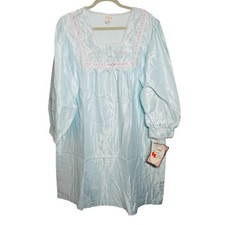 Barbizon Vintage 70s Blue Satin Super Cuddleskin Nightgown Size 1X With TAGS