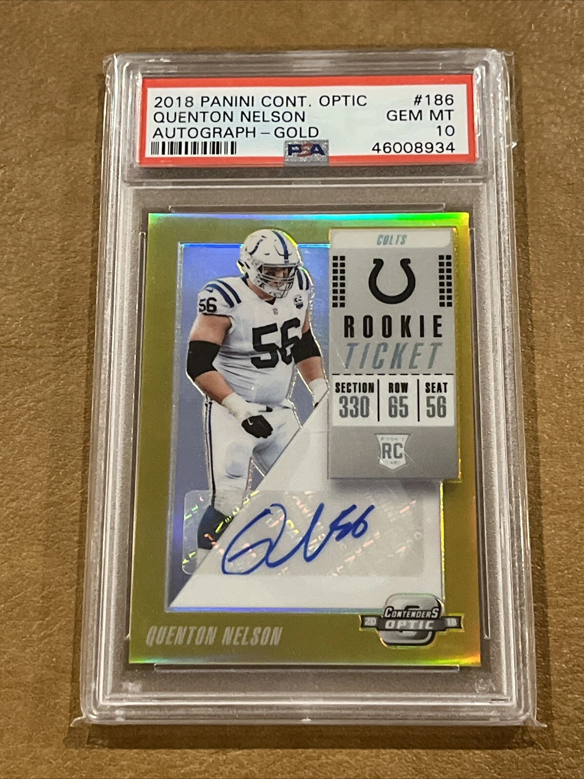 Quenton Nelson Panini Contenders Optic #186 Autograph-Gold