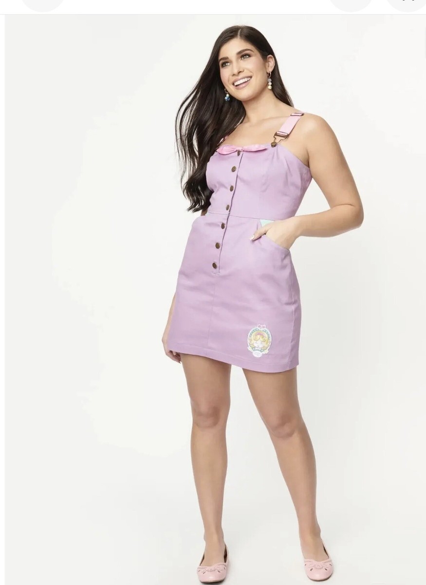 open lace back dress Dickies FVR53YPS Overall Dress in Lilac Denim Stripe