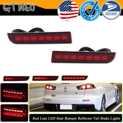 Rear Bumper Reflector LED Brake Tail Signal Lamp For 08-17 Mitsubishi Lancer Evo