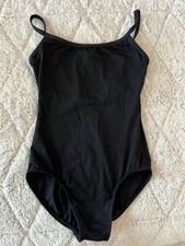 Motionwear Leotard, Cotton, Cami, Black, Medium Adult, Bust Lined, Excellent