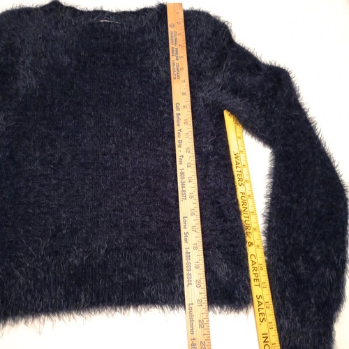 Copper Key Women's Faux Fur Pullover Sweater Size L Navy Long Sleeve Casual LNC - Picture 4 of 11