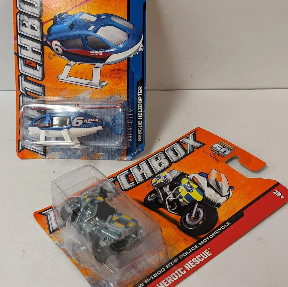 Matchbox 60TH Anniversary Rescue News Вертолет MBX Полиция Мотоцикл Лот из 2 - Изображение 2 из 4