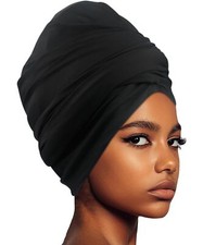 Large Swim Turban for Women Unisex Waterproof Silicone Lined Swim Cap for Bra...