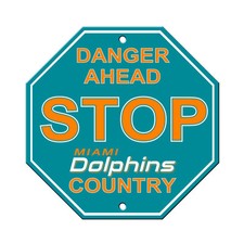 New NFL Miami Dolphins Home Office Bar Decor STOP Sign 12" x 12" Made in USA