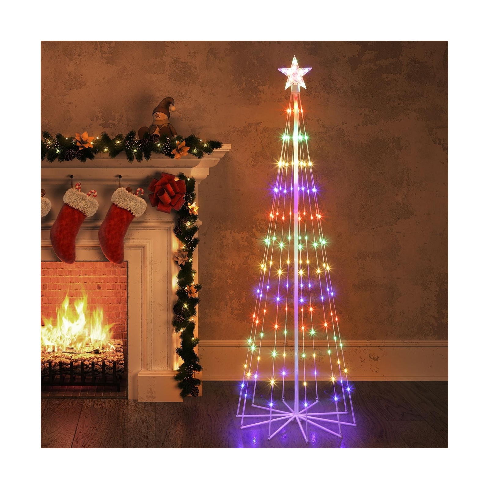 OUSHENG 6' Multicolor LED Animated Outdoor Christmas Tree Lightshow