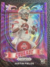 2021 Panini Prizm Draft Picks #163 JUSTIN FIELDS RC CRUSADE SP Purple Wave Prizm