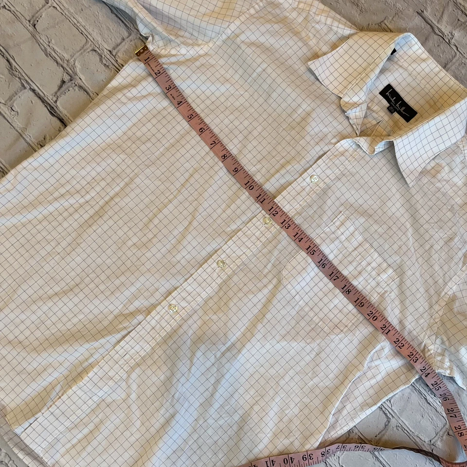 Camisa de vestir Nicole Miller para hombre 32/33 blanca a cuadros 16 1/2  Foto 3 de 4