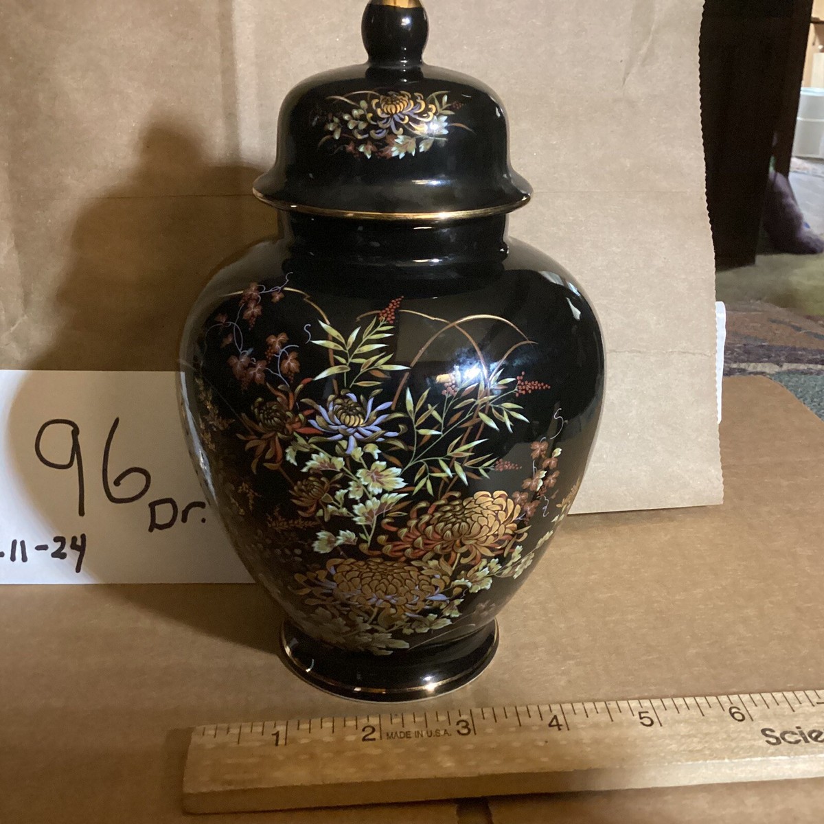 Japanese Imperial Ginger Jar Vase w/Lid Hand Painted Made in Japan