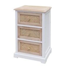 B-Ware Kommode MCW-K87, Schrank, Holz Rattan 63x40x28cm, weiß, naturfarben