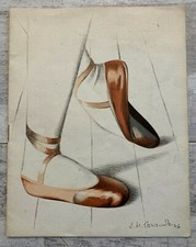 Pastiglie Litografico Su Pergamena 1946 Gioventù Musicale Danse Opera di Parigi