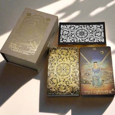 Gold Foil Tarot Deck, Glazed Gold Waite Cards, Luxury Gift Box + Guidebook