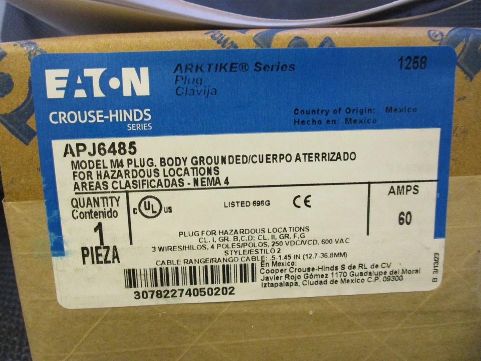 CROUSE HINDS 60 AMP 3W 4P ENCHUFE APJ6485 MATES CON AR642 *ENVÍO EL MISMO DÍA Foto 2 de 4