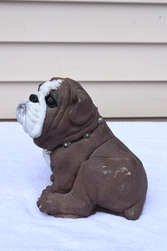VTG Mid Century Concrete / Cement Bulldog Statue Figure Yard Decor Hand Painted - Picture 4 of 8
