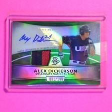 ALEX DICKERSON TEAM USA 2010 BOWMAN PLATINUM RC AUTO PATCH GREEN REFRACTR #d/199