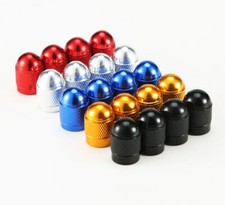 Dome Aluminum Tire Valve Caps - Set Of Four - Universal Fits All Vehicles