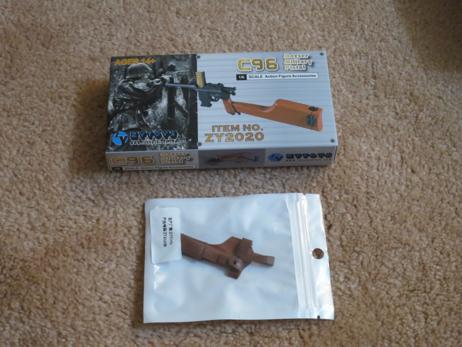 ZY TOYS C96 Mauser Pistol Set w/Holster #ZY2020 & #ZY2020B NEW For 12