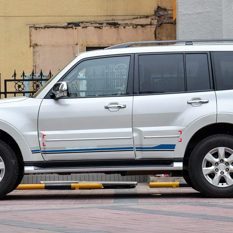 For Mitsubishi Pajero V80 2007-2021 Chrome Door Body Side Molding Line Trim 4pcs - image 2 of 4