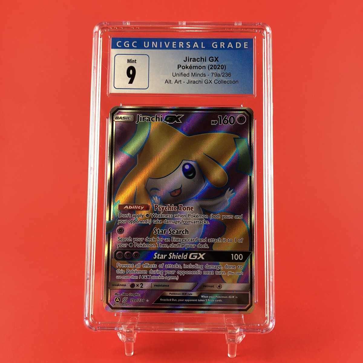 Pokemon Jirachi GX CGC 9 Unified Minds 79a/236 Full Art Holo