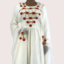 Ethiopian Dress, Habesha Kemis,Red and Gold, Traditional Women's Clothes