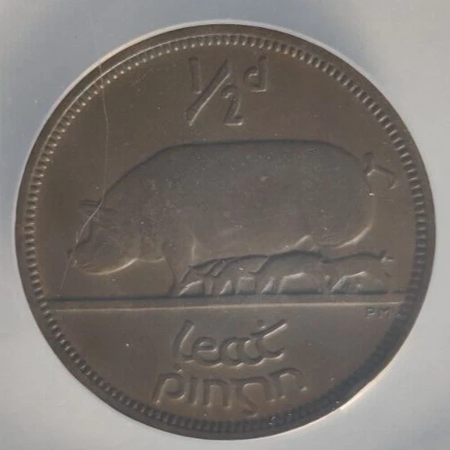 1940 Ireland Half Penny ANACS AU50 1/2P Coin Rare Irish Copper Coin 1A - Image 4 of 4
