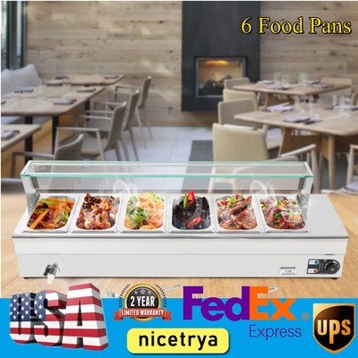 Electric Bain Marie Buffet Server 1200W 6-Pan Commercial Countertop Food Warmer