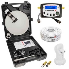 HDTV Camping Koffer SAT TV Schüssel Antenne Satelliten Finder LNB Kabel Stecker