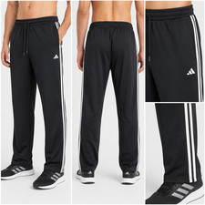 Adidas Men's NWT 3 Stripe French Terry Active Track Pants Black ADVR1028