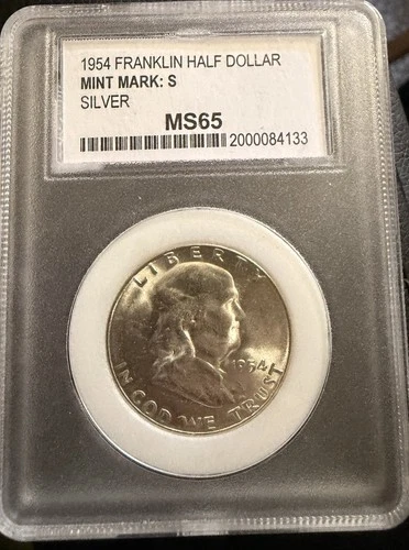 1954-S Benjamin Franklin Silver Half Dollar Uncirculated GEM BU UNC Slabbed