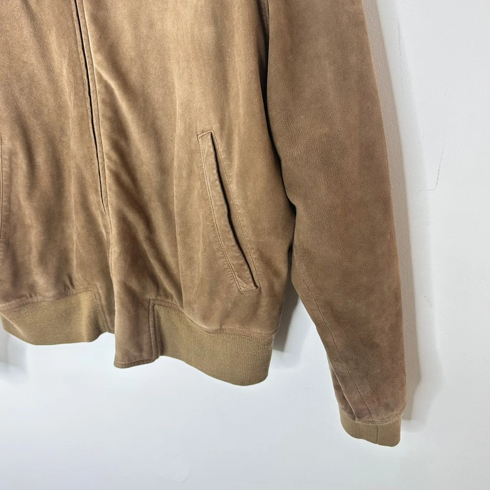 Vintage Polo Ralph Lauren Suede Bomber Jacket Mens M Brown Genuine Leather - Image 4 of 4