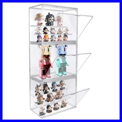 3 Packs Display Boxes for Figures Stackable Detachable Display Stand Dustproo...