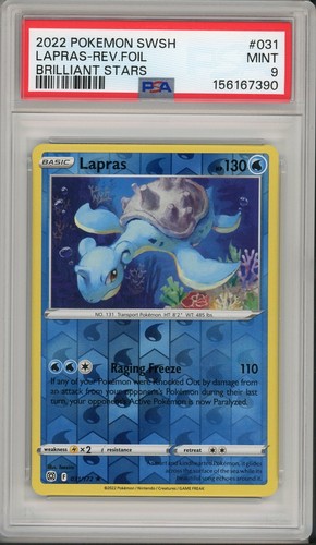 2022 Pokemon SWSH Brilliant Stars Lapras Reverse Foil #031 PSA 9