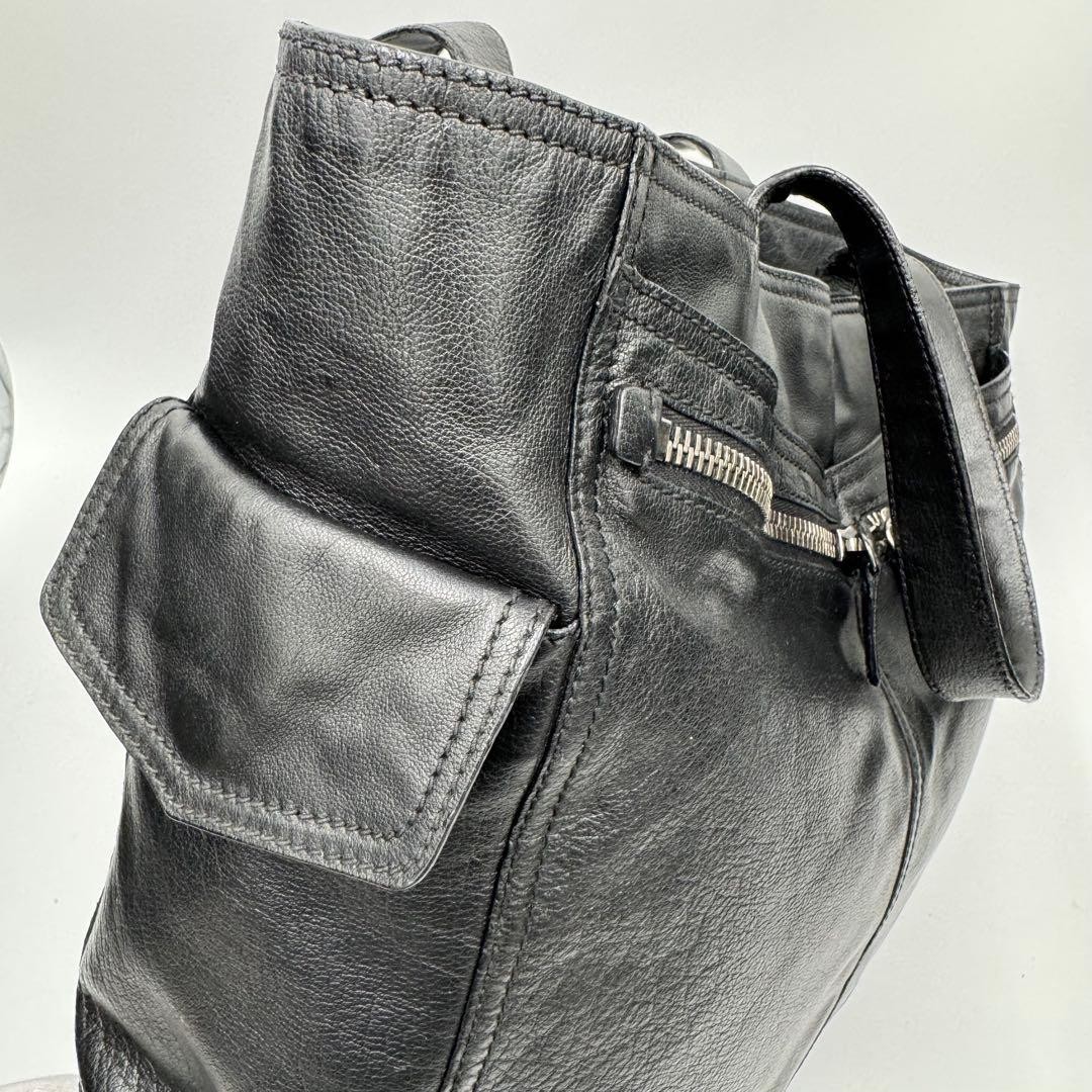 PRADA Men's Tote Bag Handbag Leather Black Noir Used Authentic thumbnail 10