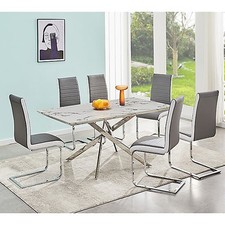 DELTINO HIGH GLOSS DINING TABLE IN DIVA MARBLE EFFECT DINING TABLE