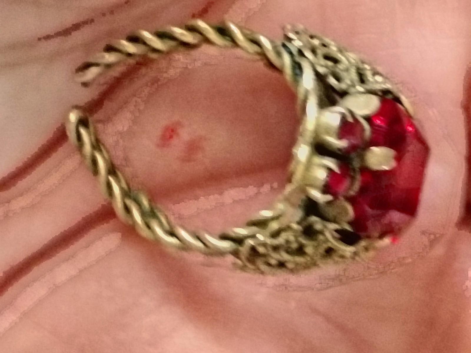 Vintage Art Deco Adjustable Ruby Red Emerald Cut … - image 7