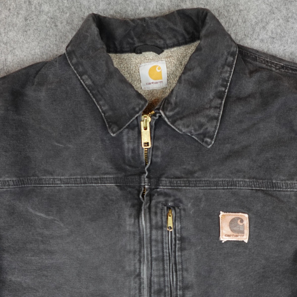 VTG Carhartt Jacket Mens Large Black Sherpa Line Sandstone Ridge