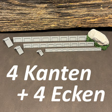 Bahnsteigkanten 4x Kanten + 4x Ecken für H0, 1:87,  3 Höhen, Top Qualität