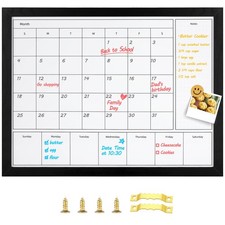 YCCYYCCY 3-in-1 Wall Calendar Whiteboard, 17x13 Inch Magnetic Monthly Black