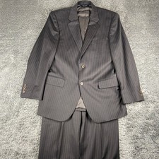 Jos A Bank 2 Piece Suit Men 41R Blazer 35x30 Pant Brown Pinstripe Signature Wool