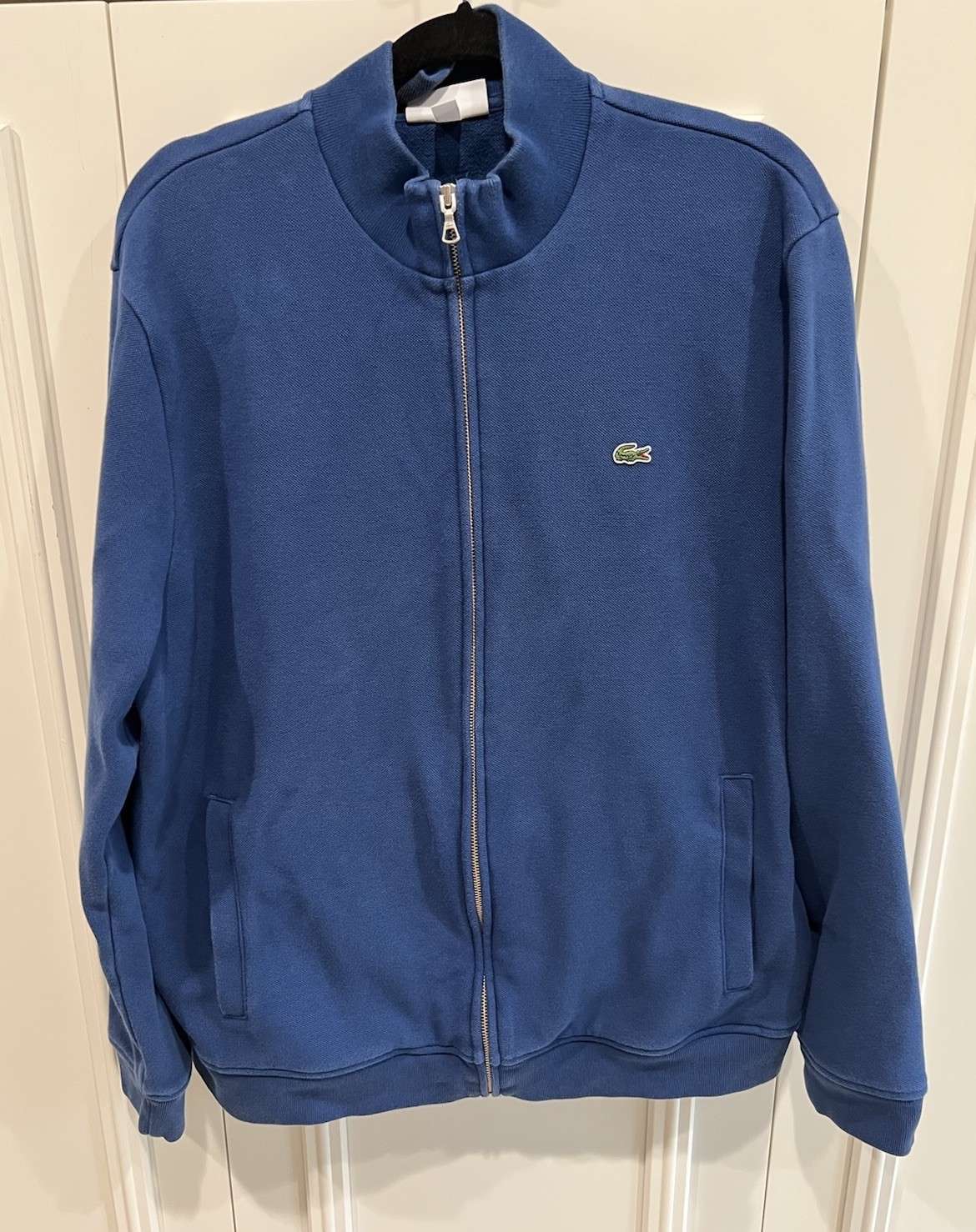 Lacoste Jacket Mens XXL Full Zip Jacket Fleece Mock Neck Logo Pockets Preppy