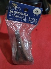 CICLISMO MINOURA JAPAN EROICA VINTAGE PUNTAPIEDI TOE CLIPS NUOVI M COLNAGO BIANC