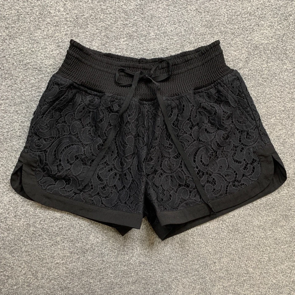 Pantalones Cortos Cabi Para Mujer S Pequeños Negros Mezcla Nylon Lena Encaje Cintura Elástica Cordón Foto 2 de 4