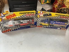 LOT OF 2 MATCHBOX NASCAR TRANSPORTER TRUCK SUPER STAR SERIES TOY TRUCKS IN BOX